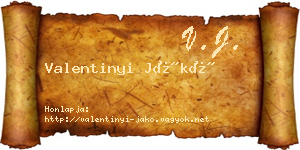 Valentinyi Jákó névjegykártya